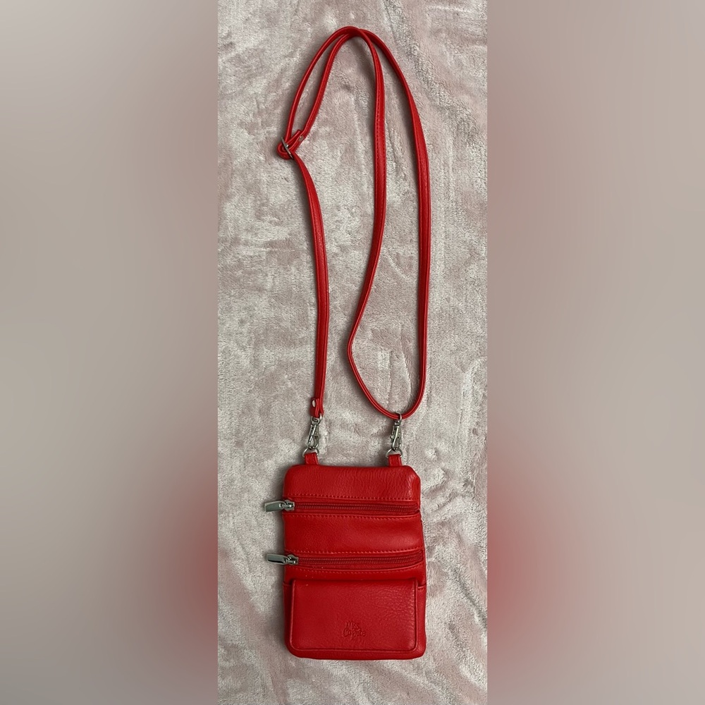 Miss Caprice Chic Red Faux Leather Crossbody Bag with adjustable Strap